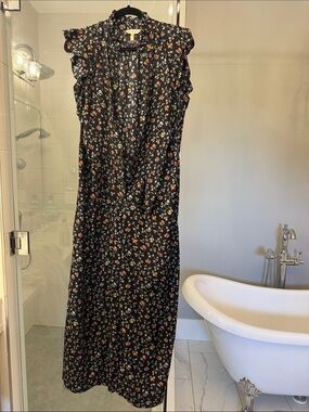 Rebecca Taylor Black Floral Maxi Jumpsuit